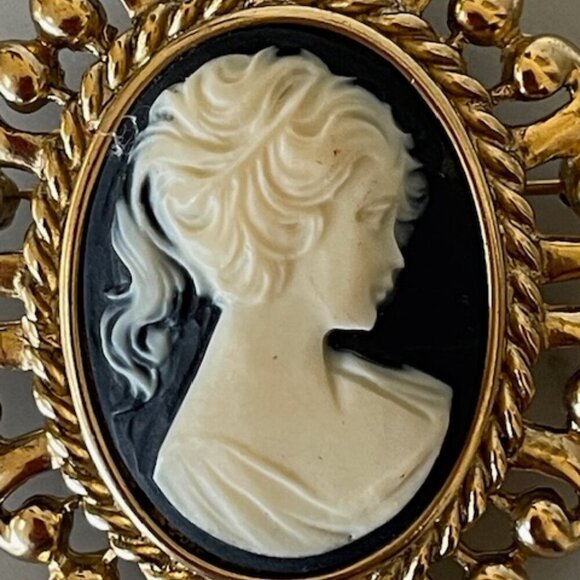 ERWIN PEARL Cameo Interchangeable Brooch/Pendant Vintage Blue White Gold - Picture 11 of 16